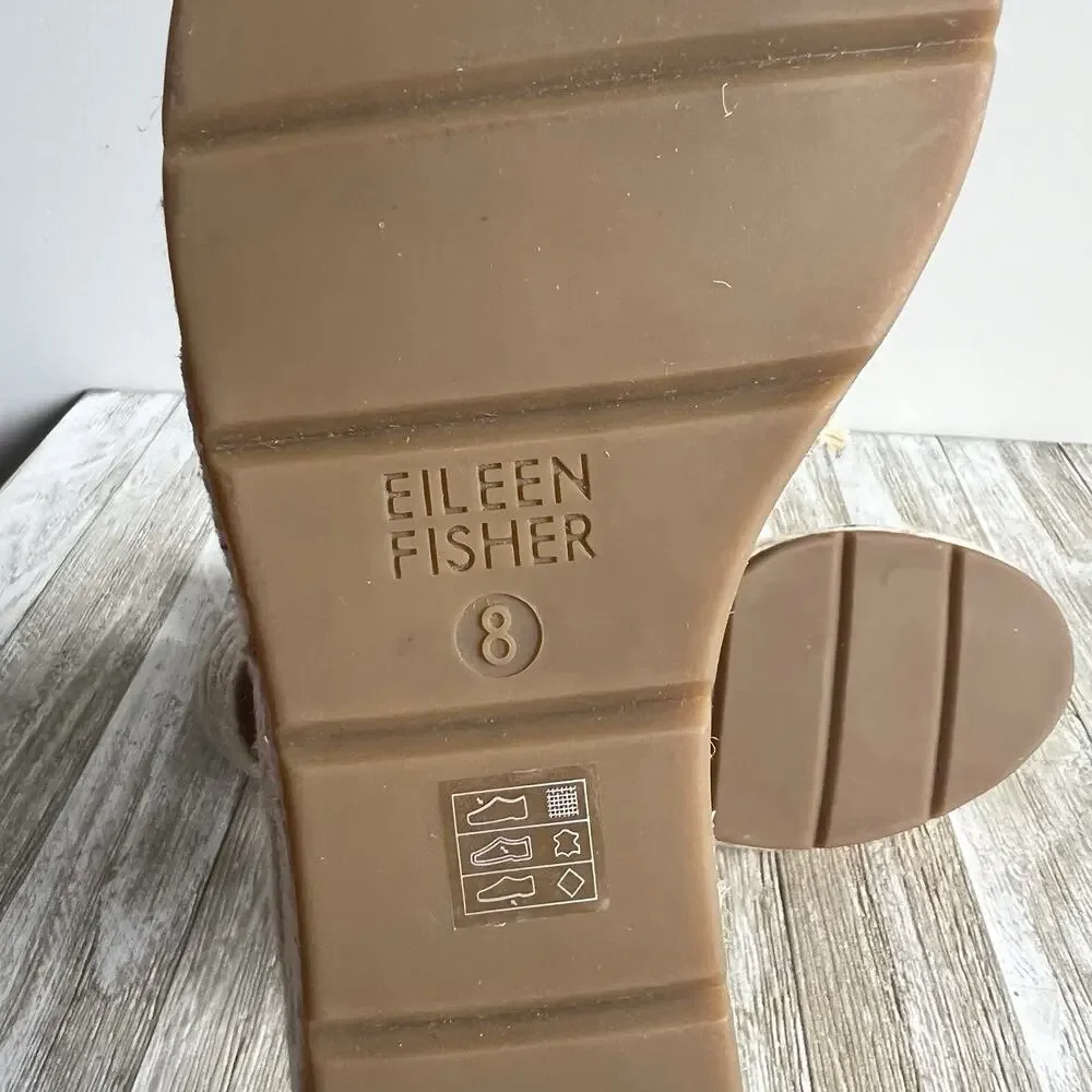Eileen Fisher Agnes Espadrille Wedge Sandals Open Toe Braided Jute Slip On 8 New